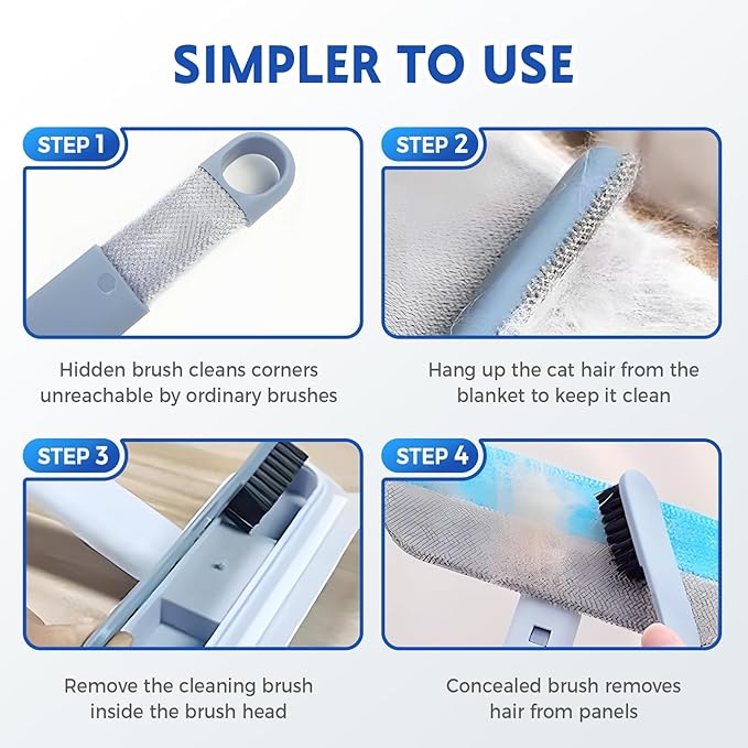 Pets Hair Remover, 2025 Upgrade 4 in 1 Pet Hair Removal Tool, Long Handle Dog Hair Remover Brush, Multifunctional Hair Remover Brush for Carpets, Clothes, Bedding (2)