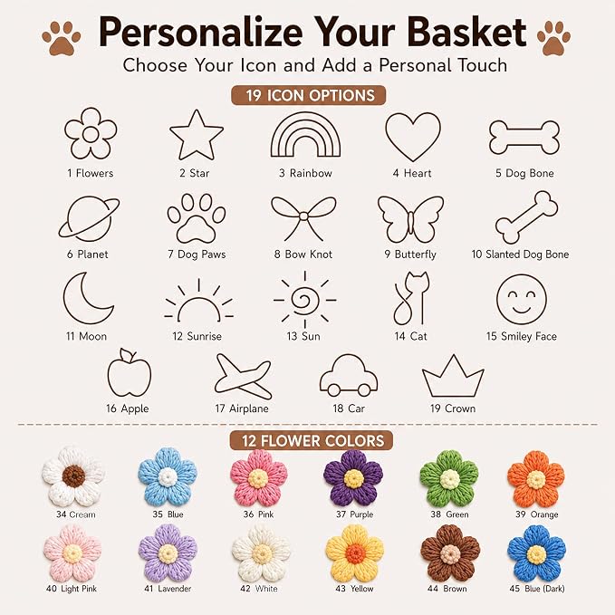 Personalized Dog Cat Toy Basket with Name | Custom Handwoven Cotton Rope Pet Toy Storage Basket for Dogs & Cats, Unique Gift for Pet Lovers
