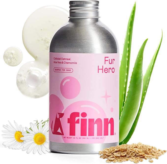 Fur Hero Oatmeal Dog Shampoo for Itchy Skin & Allergies - Soothing Relief w/Colloidal Oatmeal, Aloe & Chamomile - Zero Sulfates, Parabens or Perfumes