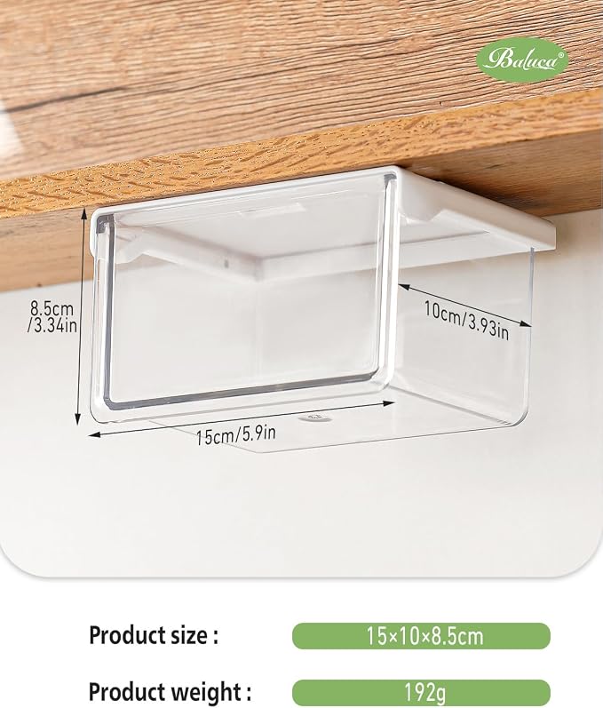 BALUCA Small Clear Stackable Storage Drawers – 33° Angled Acrylic Makeup Organizer for Vanity, Undersink & Kitchen Cabinets | Multi-Purpose Plastic Storage Bins & Drawer Organizer Bins (Small)