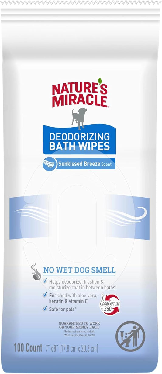 Nature's Miracle Deodorizing Bath Wipes Sunkissed Breeze Scent, 100 ct