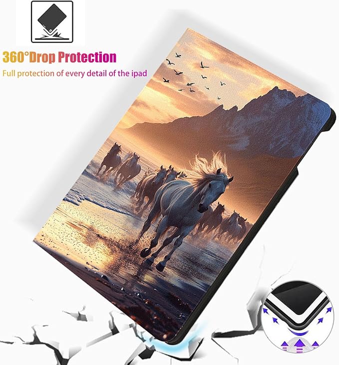 for Microsoft Surface Pro 8-13" 2021 Tablet Case,Auto Wake/Sleep,Adjustable Stand Protective Cover - Horse Running