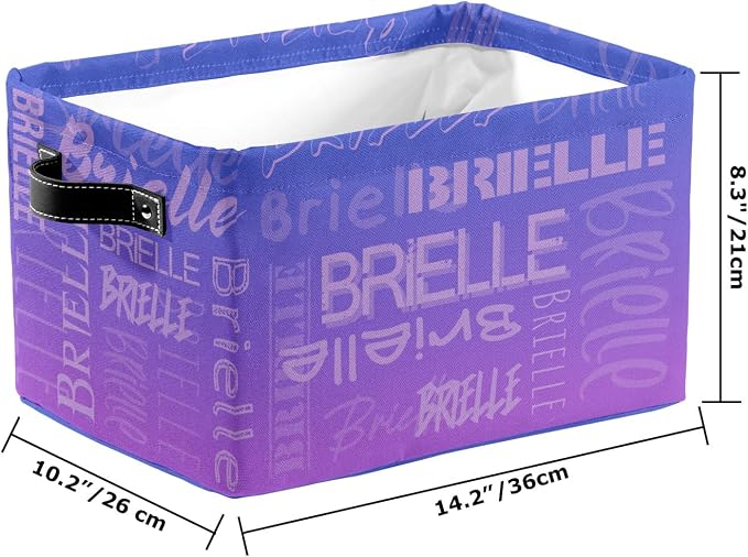 Personalized Storage Bins with Name Custom Kids Storage Basket Cubes Organizer with Handles for Organizing Boys and Girls Toys Shelf Closet Nursery Baskets Boxes, 1 Pack