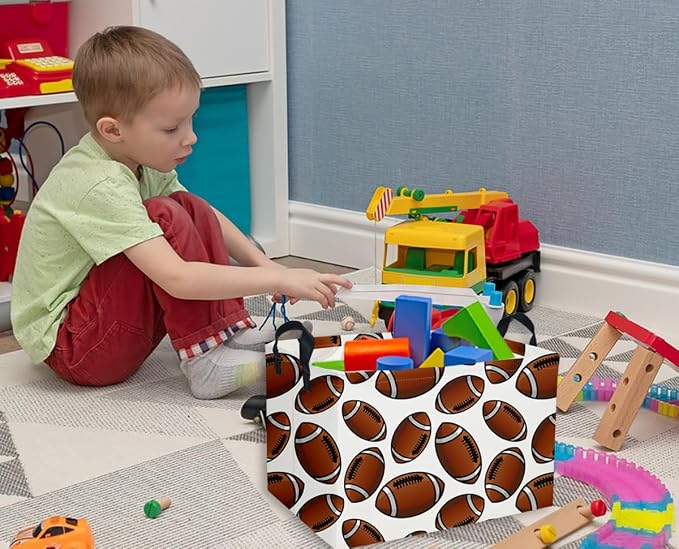 Rectangular Football Baskets Kids Storage Bins Baby Boy Basket Kids Toy Storage Bin Organizer Box Football Room Decor for Home(Football Basket)