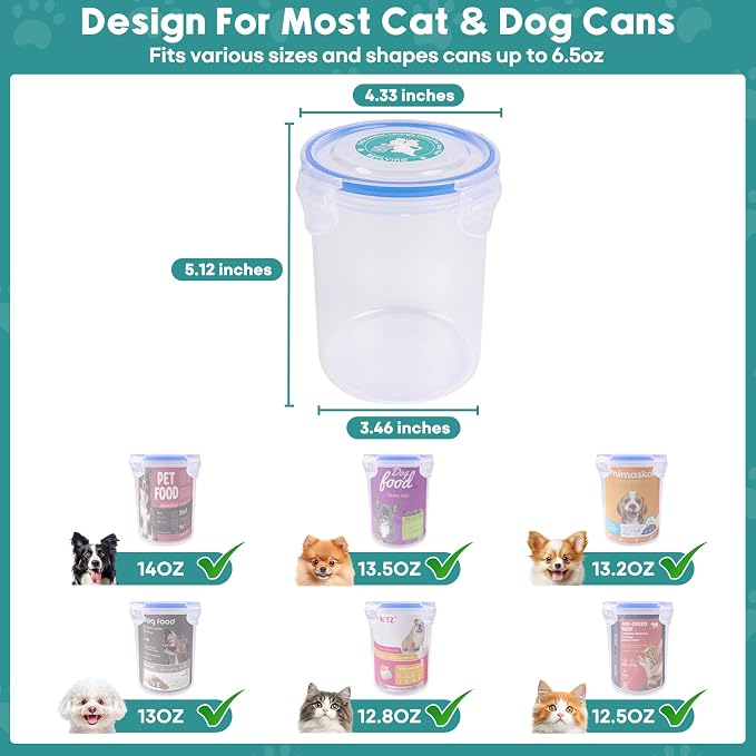 REFLYING Canned Dog Food Storage Lids Reusable Airtight Can Cover | Reusable airtight dog food can lids,Keeps wet food fresh,eliminates odor,Includes SUS 304 spoon and can opener