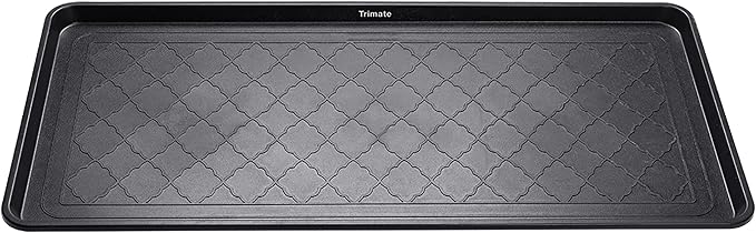 Boot Tray Black, 40x20 in - Waterproof Shoe Mat, Recycled Material | 1.25 in raised edge traps mud, water & snow - ideal for entryway, mudroom, garage, porch or car trunk