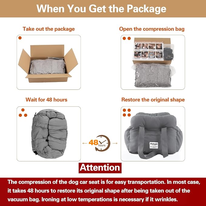 Dog Car Seat for Small Dogs, Portable Puppy Car Seat of Easy Installation, Fashionable Pet Carrier Bag with Large Pockets, Machine Washable Dog Booster Seat (Checkered Khaki)
