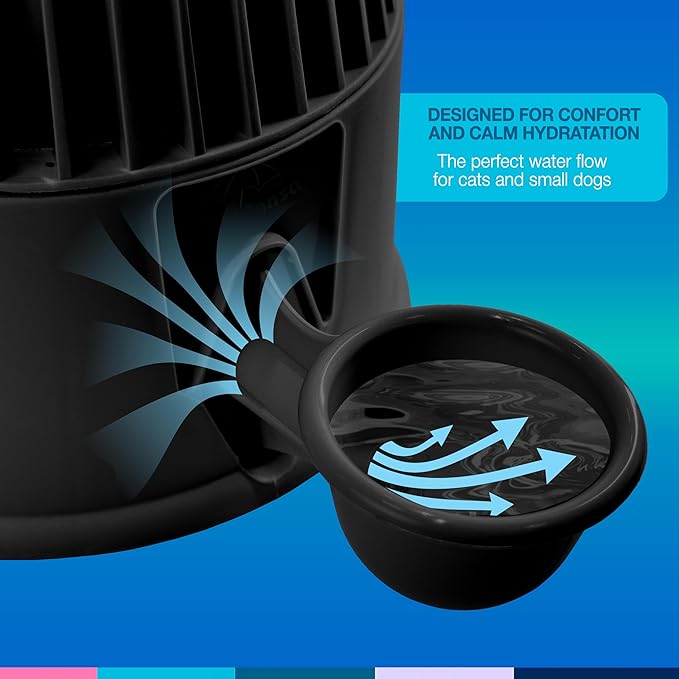 Pet Water Dispenser for Dogs and Cats, 67.6 oz – Gravity-Fed Water Bowl for Clean Drinking, Prevents Wet Fur, BPA-Free Polypropylene, (Opaque Black)