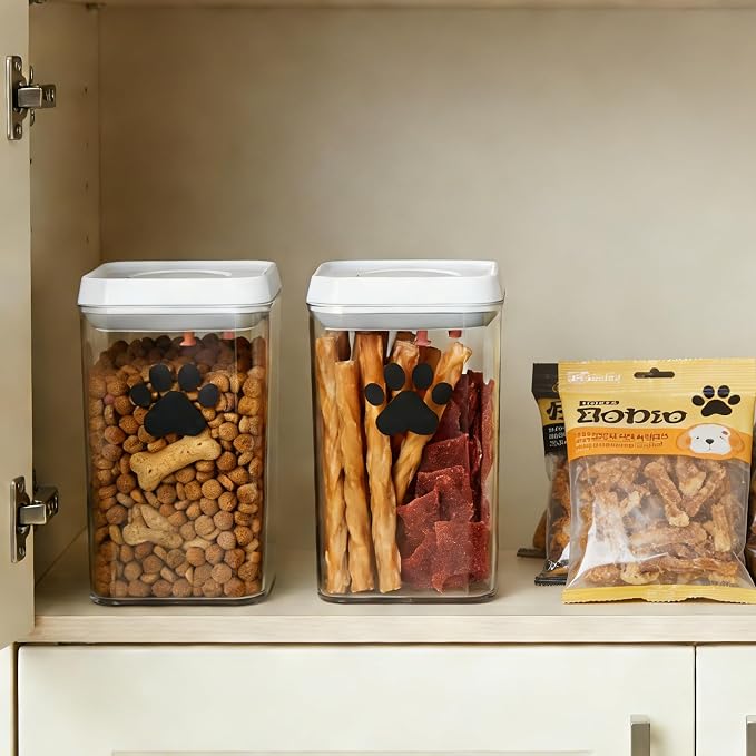 2pack Airtight Dog Treat Jars |1.5L/1.6QT POP Dog Cat Food Container with Lids, Clear Dog Cat Treat Canister, Pet Kibble Dog Cookie Jar-Keep Food Fresh Crispy-BPA free