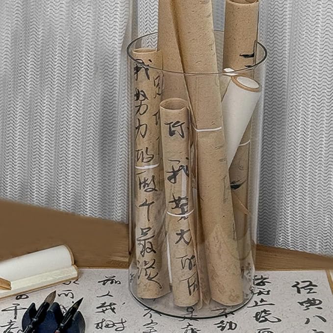 SEWACC Plastic Cylinder Storage Organizer for Calligraphy Works and Paintings, Versatile Pet Art Supply Container with Simple Elegant Design, for Home and Office Use