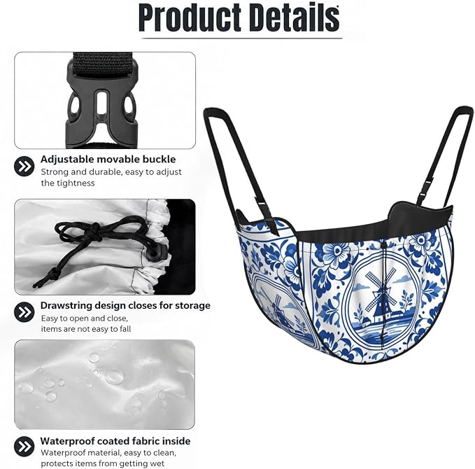 Delft Blue Car Seat Organizer-Backseat Storage Bag for Travel | Waterproof Durable. Holds Snacks Gear Essentials. Fits Most Cars.