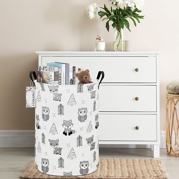Storage Bin Foldable Nursery Organizer Basket Owl Animal | Foldable with Waterproof PE Coating Organizer Bin for Kids Boys and Girls,Office,Bedroom,Clothes