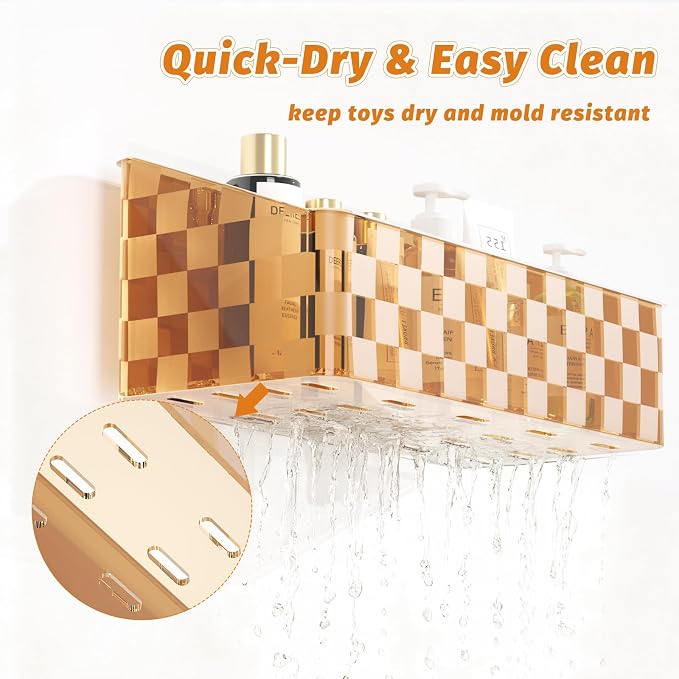 2 Pack Bath Toy Storage Holder, Large Capacity Bath Tub Toy Organizer | Holder for Bathroom, Bedroom & Kitchen, Organize Shower Toy, Shampoo, Bath & Kitchen Items, ABS Quick-Drying, Brown