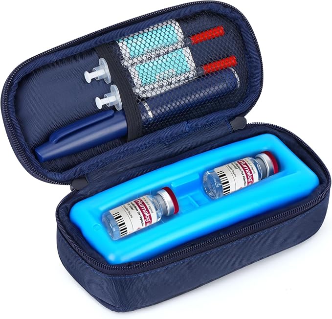 YOUSHARES Insulin Vials Cooler Travel Case - TSA Approved peptide case | Diabetic Med Vial Cooling Bag , Protective Ice Brick, Refrigerated Diabetes Supplies Organizer, Small Bottle Carrying Storage