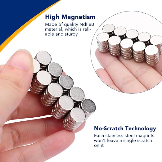 DIYMAG 50Pcs Small Refrigerator Magnets, 10x3mm Round Rare Earth Magnet | Mini Tiny Neodymium Strong Magnets for Crafts, DIY, Fridge, Miniatures, Whiteboard, Office, Kitchen, Dry Erase Board