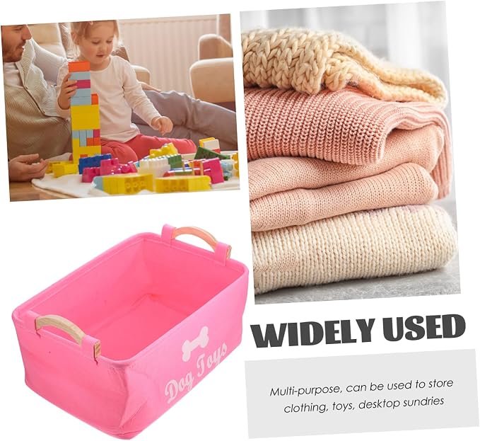 Felt Storage Organizer Basket with Handles for Clothing and Pet Plaything | Desktop Organizing, Countertop Use, Space Saving, Multi-Purpose Design, Fresh Elegant Style, Red Color