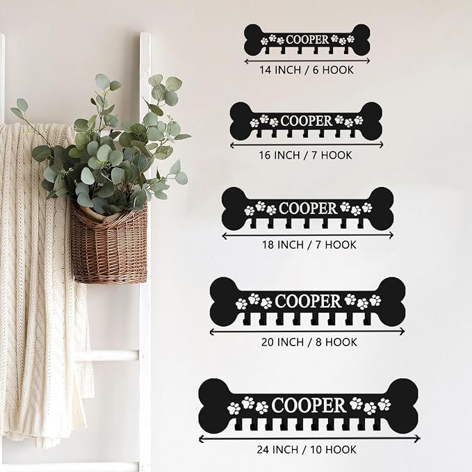 Personalized Dog Leash Holder with Name Custom Dog Leash Holder for Wall Key Hooks Wall Mount Personalized Pet Accessory Wall Organizer for Entryway Hallway