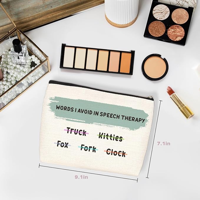 Speech Therapy Gifts Speech Therapist Gift Funny Makeup Bag Cosmetic Bag | SLP Gifts for Speech Language Pathologist Appreciation Gifts for Women Friend Bestie Her Travel Pouch Christmas Graduation