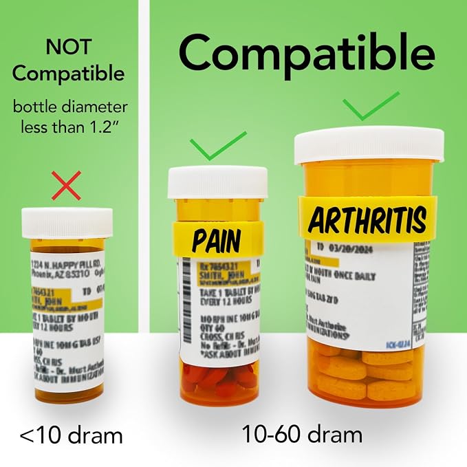 20 Pack Medicine Bottle Label Clips for Easy Medication Identification - 20ct Multipack with Marker