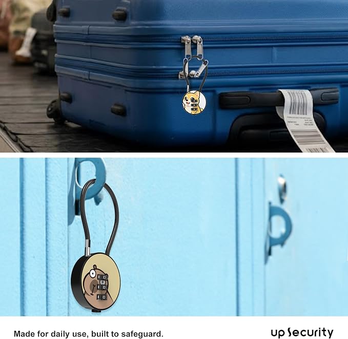 Small Combination Lock for Luggage, Gym Locker, Backpack Bag Zipper, Mini Combo Lock with Code, 5.12 Inch Steel Cable Padlock for Travel Suitcase (4-Mult, Gentle)