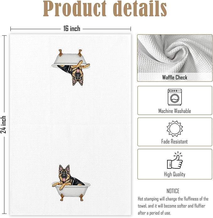German Shepherd Bathroom Decor Gifts Hand Towels, German Shepherd Dog Bathroom Hand Towels Decorative Set of 3, Dog Gifts for Women Home & Kitchen
