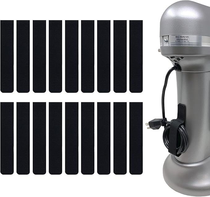 Cable Clams by Wrap-It Storage - 5" (18-Pack) Black | Cord Holder Strips with Adhesive for Desk Cable Management and to Hide Computer, Electrical, or TV Cords