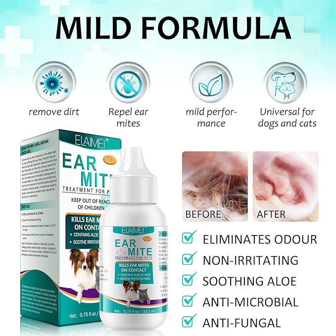 Ear Mites Treatment for Dogs Ear Infection Treatment for Dogs Cat & Dog Ear Cleaner for Itchy Ear Relief Ear Mites & Itching and Odours Stinky Stuff 2 Pack