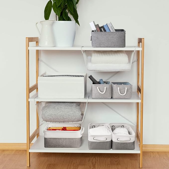 Storage Bins - 3PCS Fabric Storage Baskets for Organizing Shelves | Large Basket Closet Organizer for Home Shelf Dog Laundry Organization | Collapsible Storage Cubes W/Handles