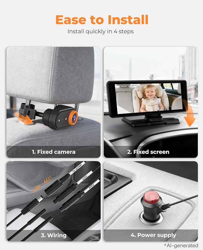 LUCKVIEW BM5PRO Dual Baby Car Camera, 7.2" 1080P Split Monitor