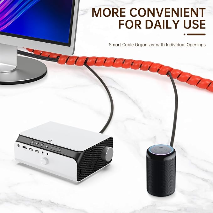 Spiral Cable Wrap, 10ft Cable Sleeves for Cords, Flexible Cable Management Sleeve for Computer, Power, Audio & Video Cords (red, 3/8")