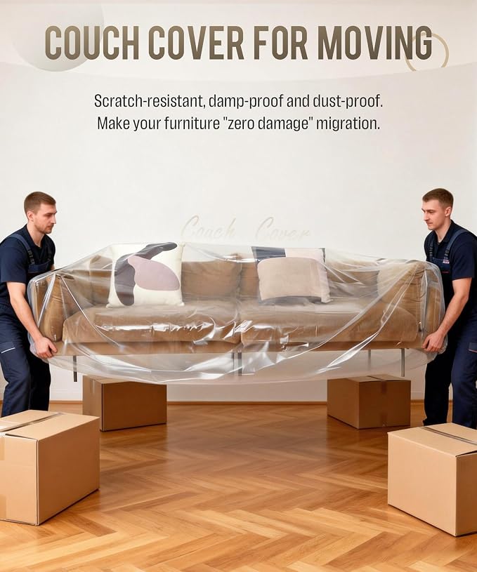 Magicheap Plastic Couch Cover 2 Pack, 150" H x 47" W, Clear | Dust-Proof Sofa Cover for Move and Storage, Extra Large, Waterproof, Furniture Moving Bags for Sectional Couch Sofe Loveseat