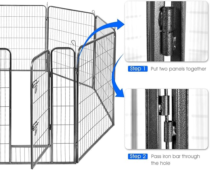 Giantex 16/8 Panel Pet Playpen with Door, Foldable Dog Exercise Pen, Portable Configurable Cat Chicken Rabbit Fence Outdoor Outdoor, Metal Pet Exercise Fence Barrier Kennel (8 Panels, 48'')