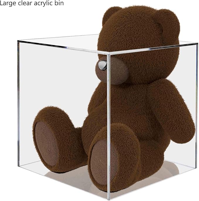 16" Acrylic Display Riser Box with One Open Side Versatile Clear Square One Piece Plexiglass Retail Product Platform and Merchandise Storage Bin No Assembly by Marketing Holders