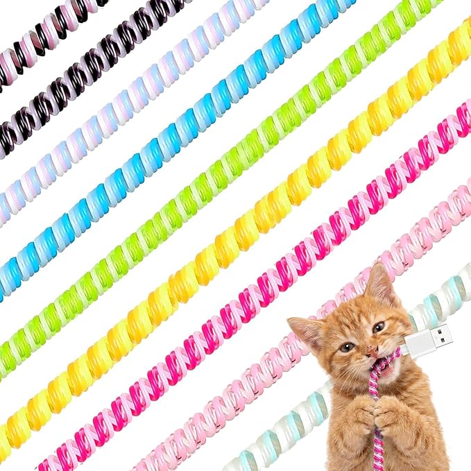 Friends 10 Pcs Cord Protectors from Pets No Chew 43.3'',Vivid Colors | Spiral Cable Protector, Phone Charger Cover, Data Cable Protective Sleeve Chew Proof, USB Wire Cover Stylish, Cat Dog Rabbit