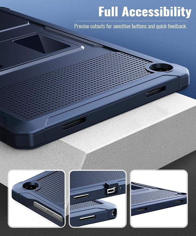 MoKo Shockproof Case Fit Samsung Galaxy Tab A11+ Plus/ A9+ 11 Inch | Full Body Rugged Stand Back Cover with Built-in Screen Protector for Galaxy Tab A11+/ A9 Plus Tablet, Dark Blue