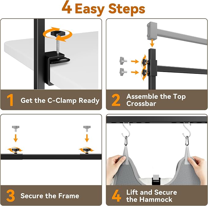 H Shape Dog Grooming Arm for Table, L Size Hammock, 42" H, 31-43" W | Heavy Duty, Adjustable Grooming Stand, Clamp Fits up to 2.76", with Hammock & 2 Nooses for Home Grooming & Nail Trimming