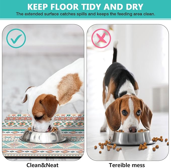 Pet Feeding Mat for Floors Waterproof Dog Mat for Food and Water Absorbent Quick Dry Non Slip mat for Cat Bowls