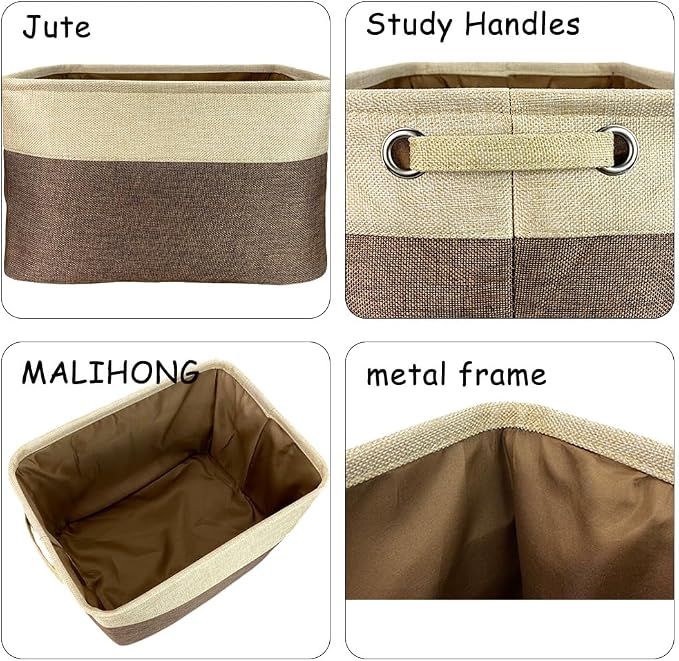 Personalized Fabric Dog Toy Storage Basket with Lovely Dog French Bulldog Collapsible Sturdy Fabric Pet Toys Storage Bin Cube with Handles for Organizing, Brown and White