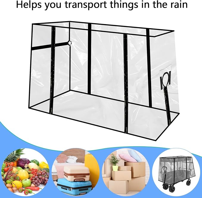 Qivine Waterproof PVC Wagon Cover, Clear, Universal Fit, 43 * 20 * 29 Inch, Garden Carts Cover