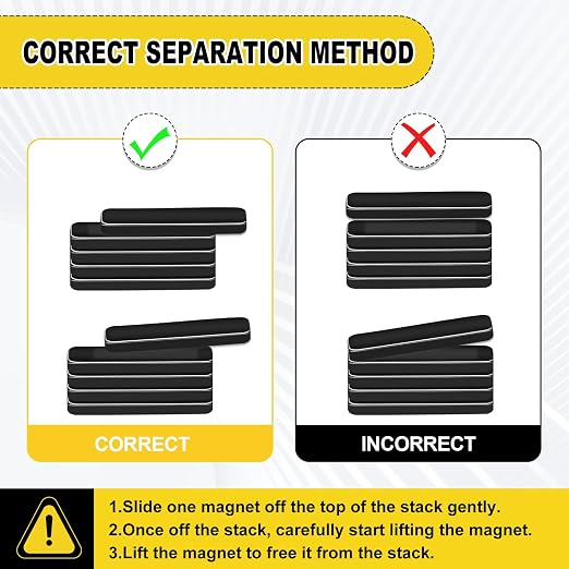Neodymium Bar Magnets with Adhesive Backing 5 Pack 60x10x5mm Black | Fridge Magnetic Strips Refrigerator Blocks Crafts Extra Super Sticky Bar for Science Experiments Classroom Craft Office