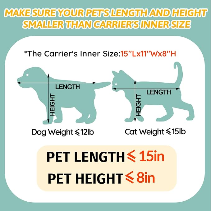 Small Pet Carrier 18" L x 13" W x 9.5" H Airline Approved, Black | for Southwest Airlines, Lockable Safety Zippers and Anti-Scratch Mesh, Pets Under 10 lbs