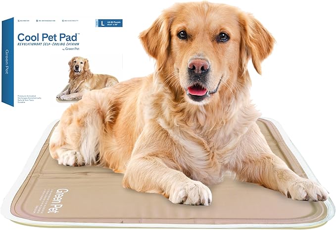 The Green Pet Shop Cool Pet Pad - Large, Iced Latte - Self-Cooling, Pressure Activated Mat for Dogs & Cats from 46-80 lbs - Non-Toxic Gel, No Water Needed