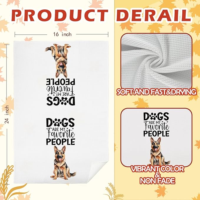 SPBL&L German Shepherd Dog Kitchen Towels Set of 4, German Shepherd Gifts for Women,German Shepherd Decor Tea Dish Towels for Kitchen,German Shepherd Decorative Hand Towels for Bathroom,16x24 Inches