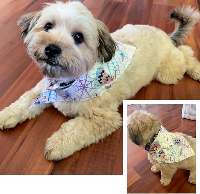 Halloween Dog Bandanas, Colorful Pumpkin Pattern, Small Medium Pet