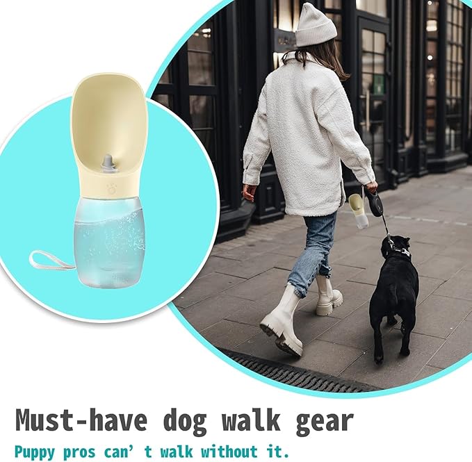 Portable Dog Water Bottle, 12 oz, Leak-Proof Travel Pet Dispenser, Teal,Puppy Water Dispenser with Drinking Feeder for Travel