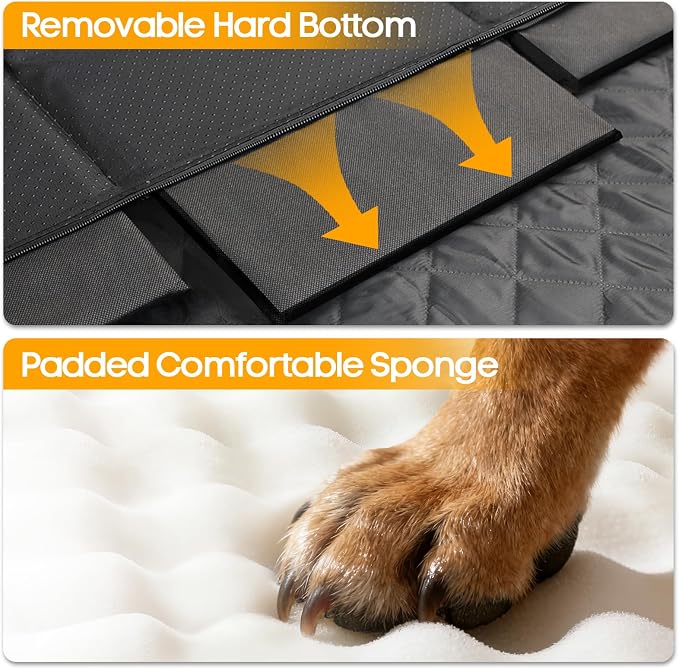 Large Dog Car Seat, Back Seat Extender for Dogs with Hard Bottom | Waterproof Medium Carseat for Dogs with 3 Mesh Windows, Pet Seat Cover for Cars, Trucks and SUVs