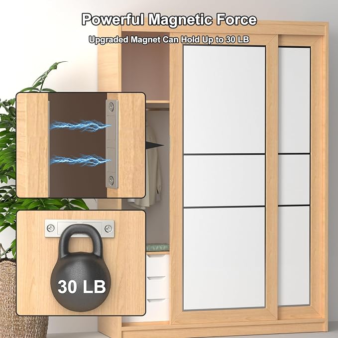 Cabinet Magnet Jiayi Door Catch, 8 Pack Ultra Thin Cabinet Door Magnetic 30 LB Kitchen Drawer Magnets Closures, Door Magnetic Catch Cupboard Double Magnets Latch for Wardrobe Closet Door Closing