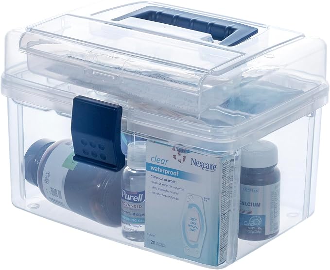 MyGift 10 Inch First Aid Storage Box with Detachable Tray, Quick Access Lid | Portable organizer keeps medical supplies neatly sorted with a removable tray and quick-access lid for everyday readiness