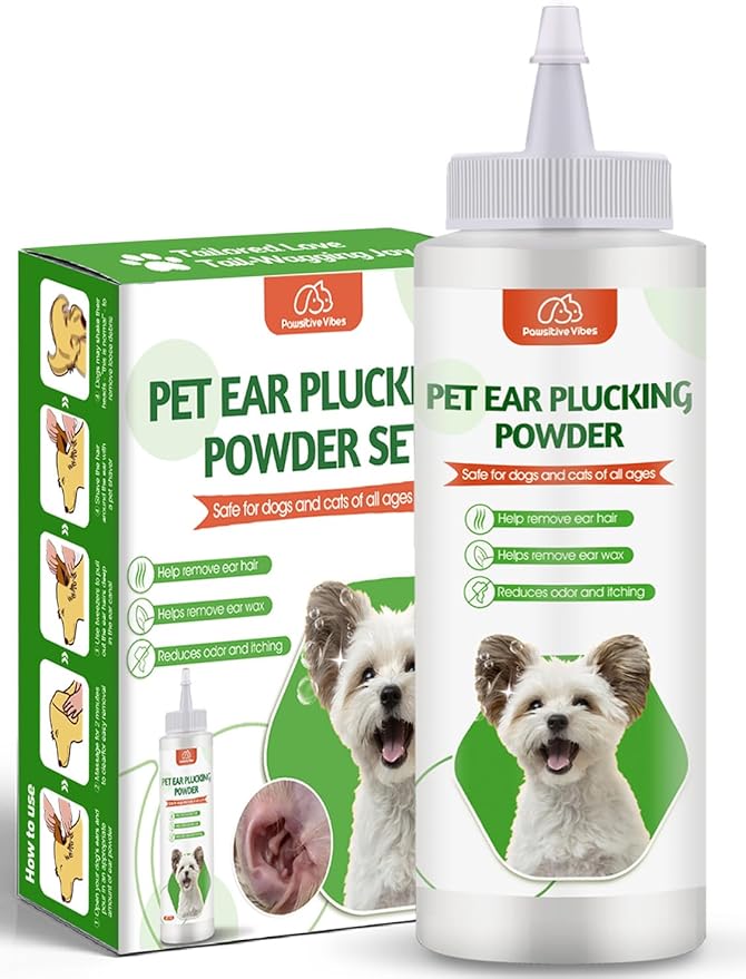 Pawsitive Vibes Dog Ear Powder 30g – Gentle & Safe Ear Hair Removal and Cleaning Powder for Dogs – Keeps Ears Dry, Fresh & Odor-Free – Easy Grooming Solution for Home Pet Care, Suitable for All Breeds