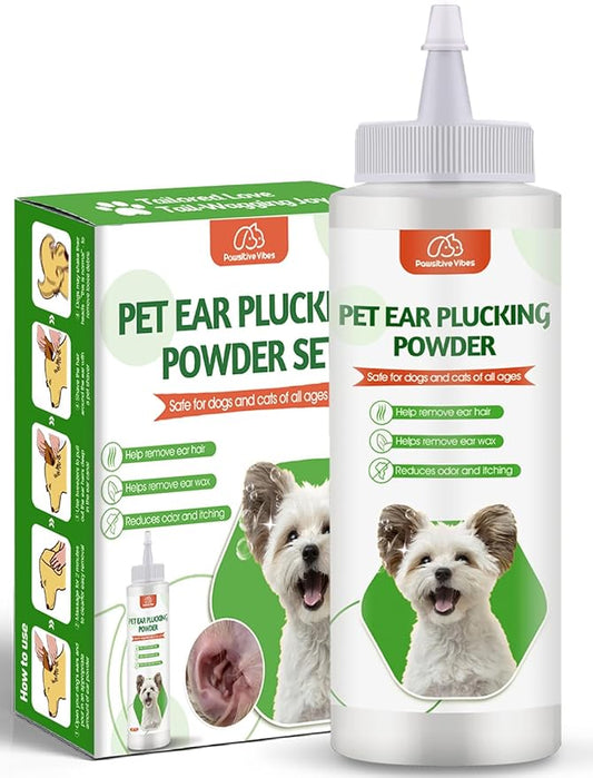 Pawsitive Vibes Dog Ear Powder 30g – Gentle & Safe Ear Hair Removal and Cleaning Powder for Dogs – Keeps Ears Dry, Fresh & Odor-Free – Easy Grooming Solution for Home Pet Care, Suitable for All Breeds